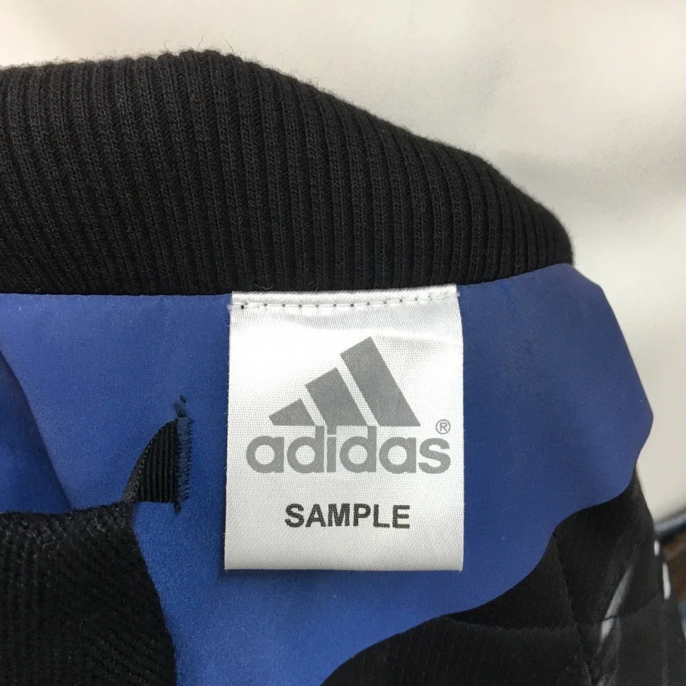 Adidas Sample Blue Black Full Zip Bomber Jacket Recycled Polyester Mens L‎